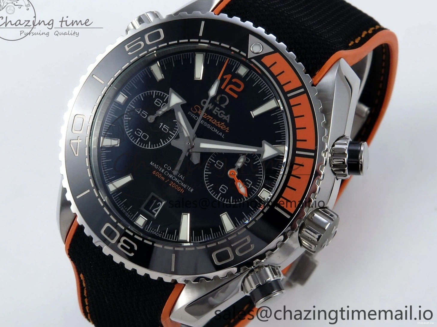0112 Planet Ocean Master Chronometer 600M 45.5mm SS SCF 1:1 Best Edition Black Orange Bezel Black Dial on Black Rubber Strap A9900 Super Clone ModernLook 7667